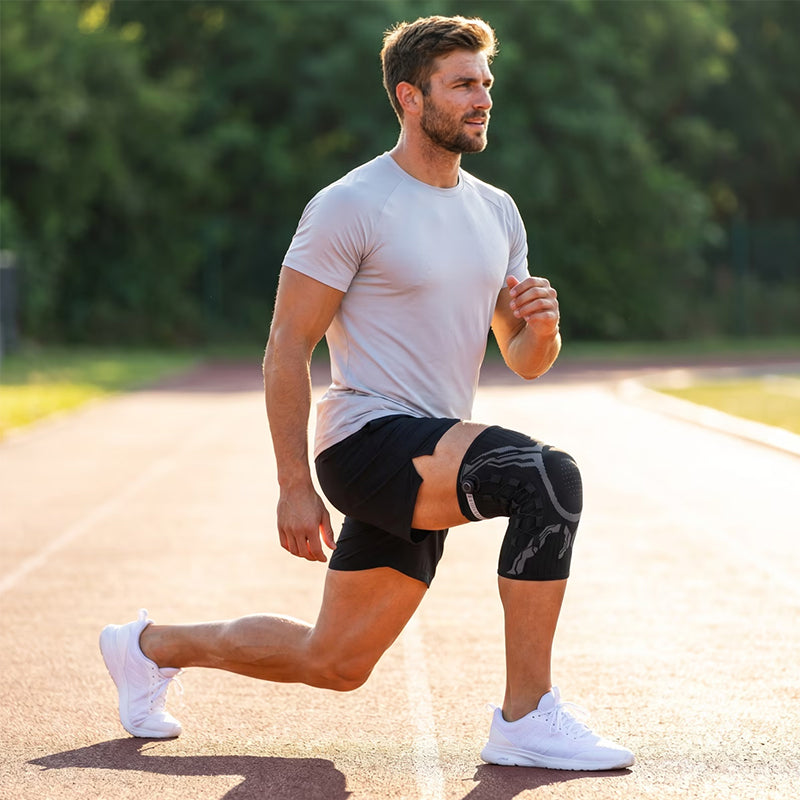Adjustable Smart-Knob Knee Brace — Patella Gel Pad, Side Stabilizers, Compression Support for Pain Relief & Recovery