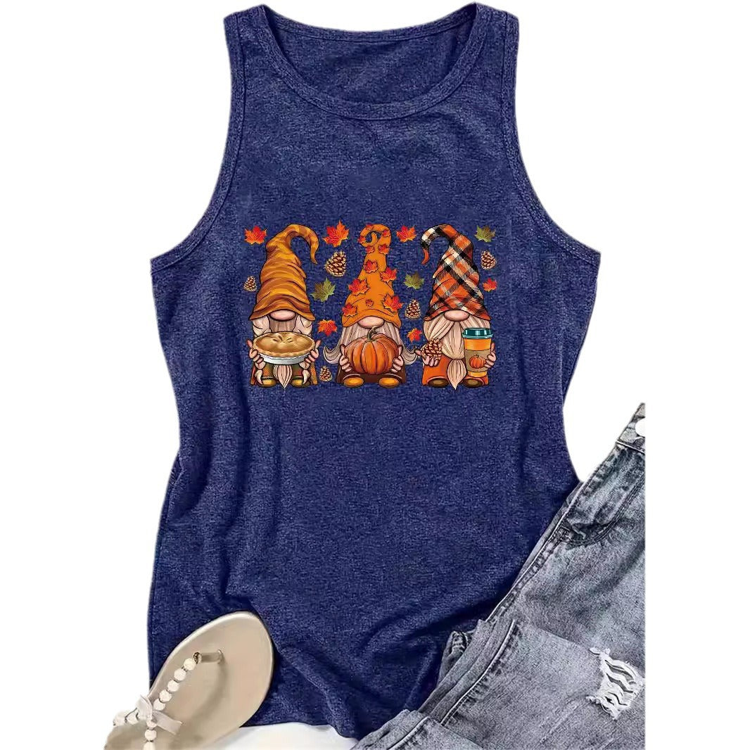Halloween printed round neck vest