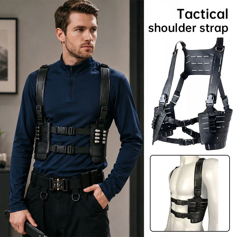 Tactical Shoulder Harness for Airsoft & Cosplay, Leon Kennedy Style Utility Chest Rig for Resident Evil Fans