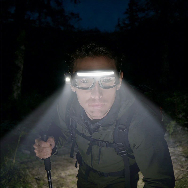 Rechargeable LED Headlamp | Wave Sensor, 5 Modes, 90° Adjustable, for Hands-Free Outdoor Work & Activities