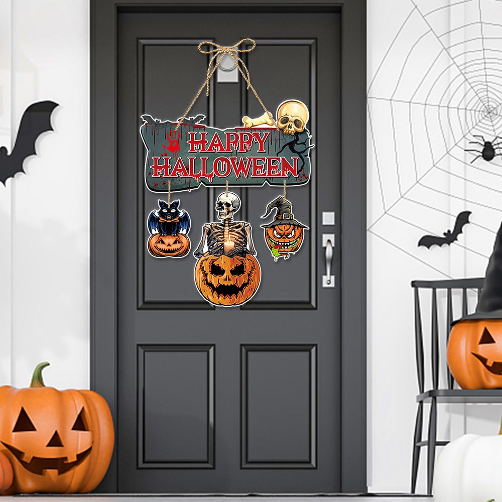Halloween Party Decoration Door Hanging, Home Atmosphere Decoration Pumpkin Ornament Halloween Door Hanging Banner