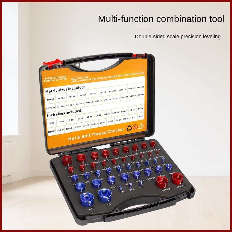 Extrusion Nut Bolt Thread Gauge Set, 44-Piece Metric and Imperial Thread Checker for Aluminum Profile Processing