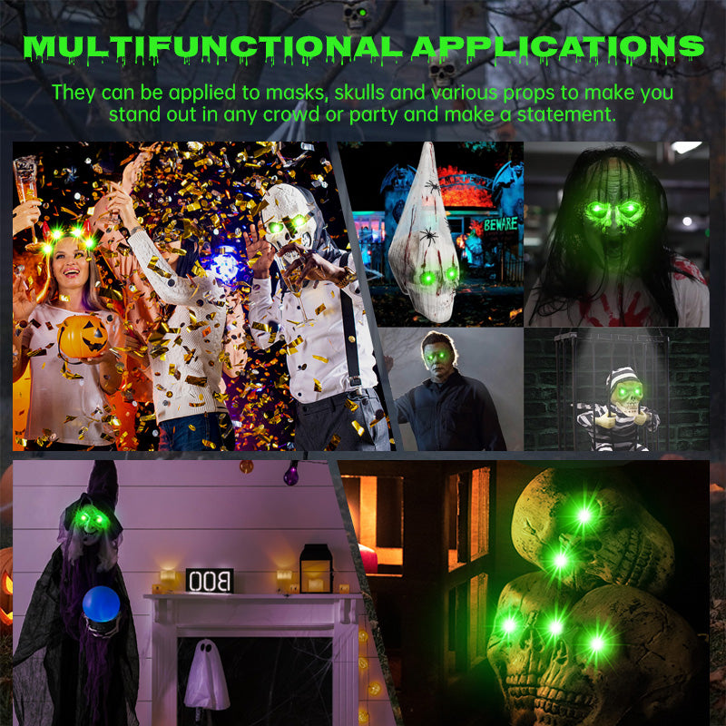 Halloween 2 Light-Up Skulls - Bright LED Eyes, Perfect DIY Horror Eyes for Masks, Pumpkins, Tombstones & Decor