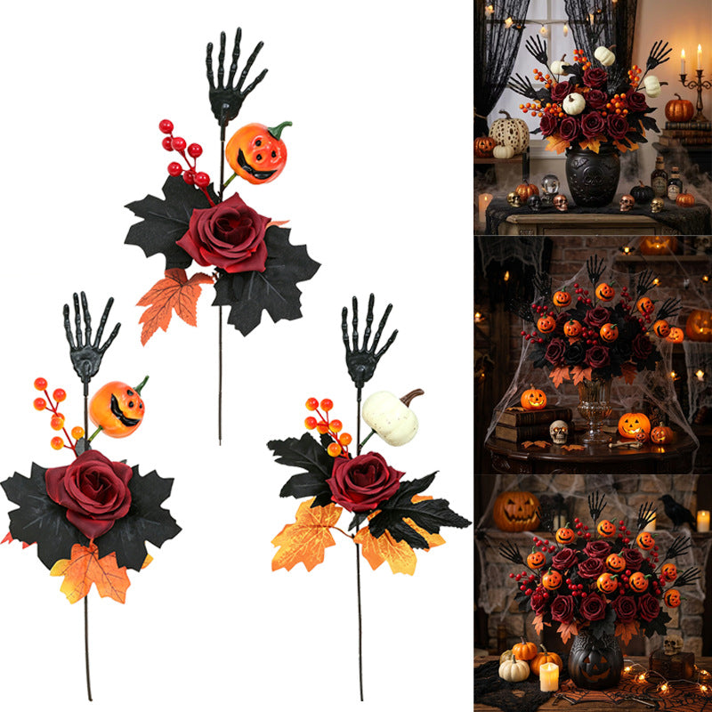 Halloween Decorations Black Horror Pumpkin Branch Bouquet Halloween Home Party Decoration
