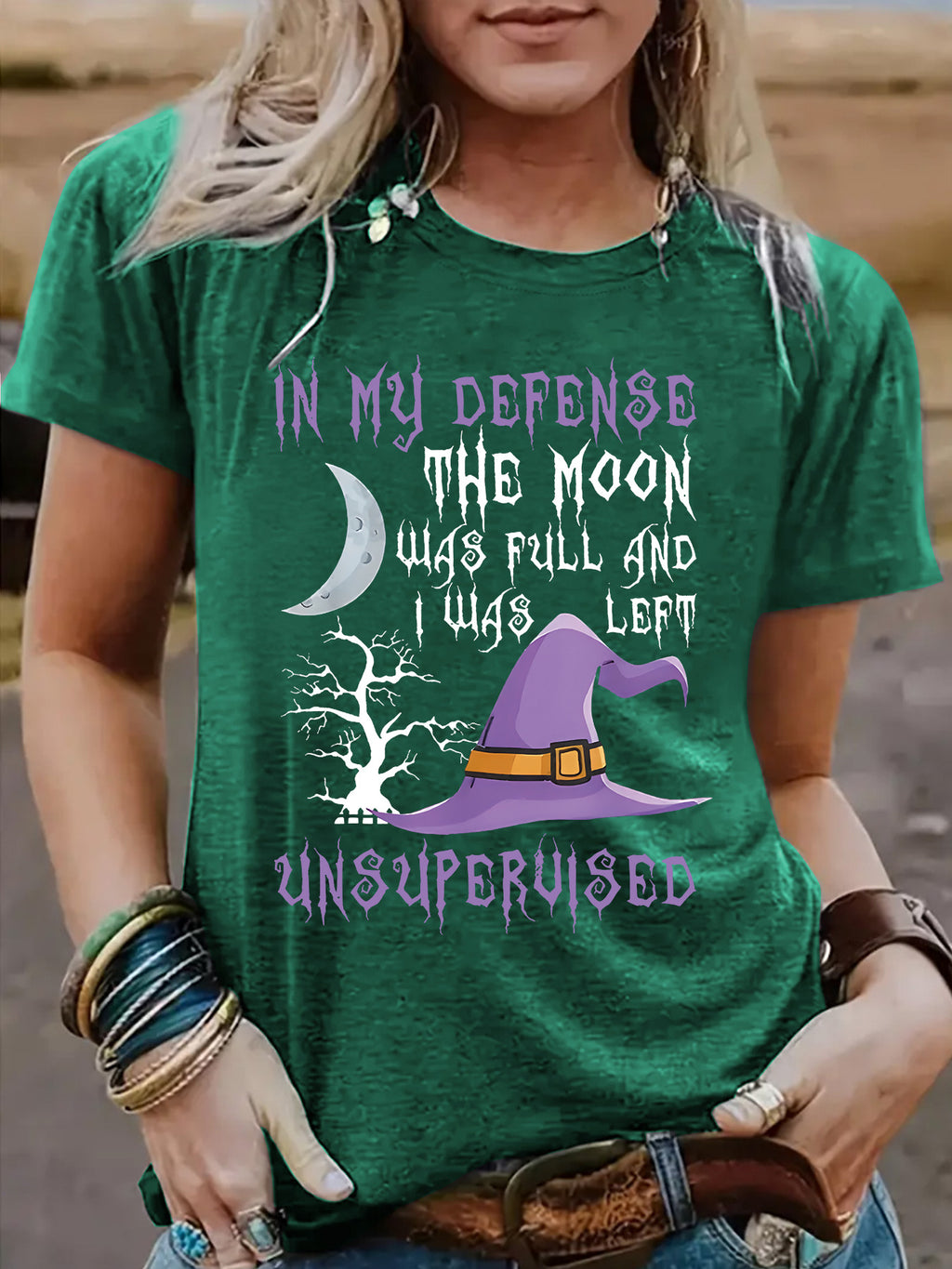 Short sleeved Halloween witch pattern