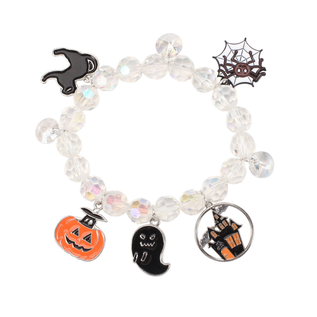 Halloween Crystal Bracelet Bat Pumpkin Spider Lifting Bracelet Beaded Party Bracelet Halloween