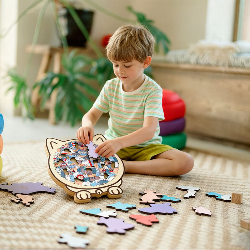 135-piece Morandi Cat Puzzle - Macaron-colored, Cat Silhouette Frame, Decor Piece