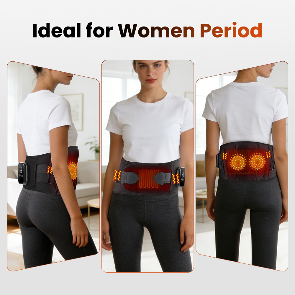 Heated Waist Belt with Electric Vibration Massage, Warmth-Keeping Support Belt