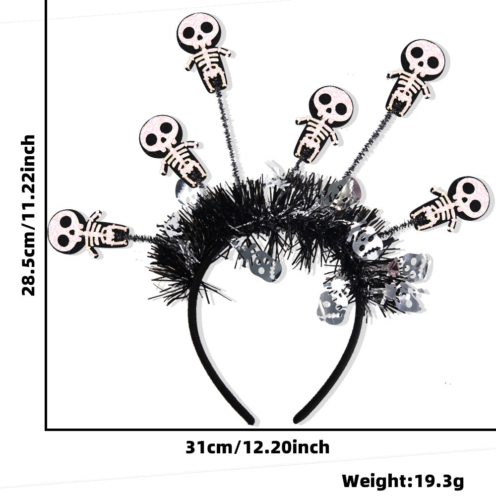 New Halloween Headband with Pumpkin, Spider, and Pom-Pom Design, Radiating Colorful Strips, Fun Party Accessory for Halloween Celebration