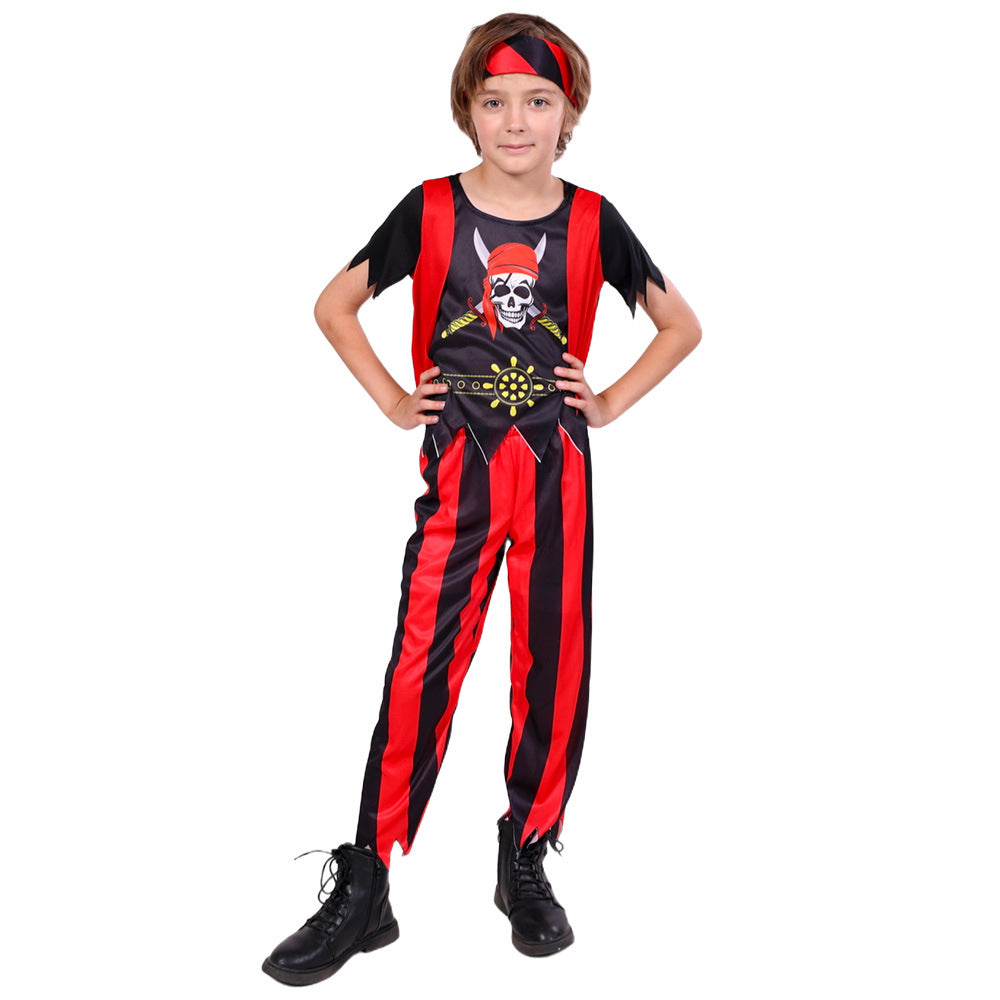 Halloween Kids Caribbean Pirate Costume Halloween Party Captain Outfit
