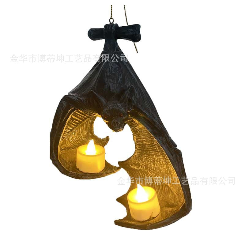 Bat Wall Tealight Holder Halloween Candlestick Bat Statue Garden Hanging Candlestick Light Garden Home Halloween Decoration