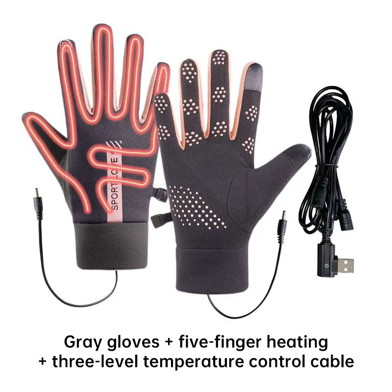 USB Rechargeable Heated Gloves with Adjustable Temperature, Anti-Slip & Touchscreen for Winter Sports