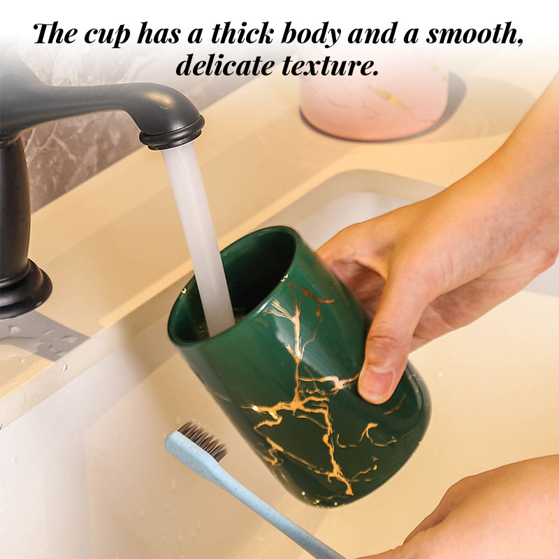 Luxury Couple’s Ceramic Cup Set – High-End Bathroom Tumblers