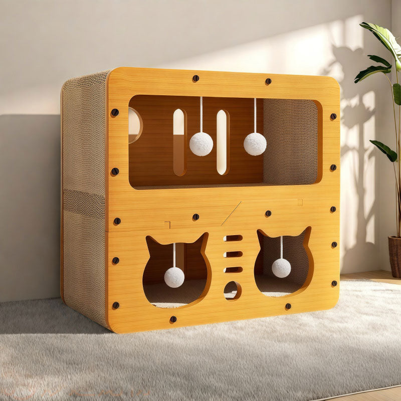 3-in-1 Cat House, Bed & Scratch Post - Multi-Layer Structure Made of Soft, Eco-Friendly Cardboard