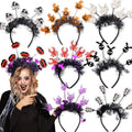 New Halloween Headband with Pumpkin, Spider, and Pom-Pom Design, Radiating Colorful Strips, Fun Party Accessory for Halloween Celebration