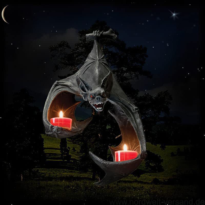 Bat Wall Tealight Holder Halloween Candlestick Bat Statue Garden Hanging Candlestick Light Garden Home Halloween Decoration