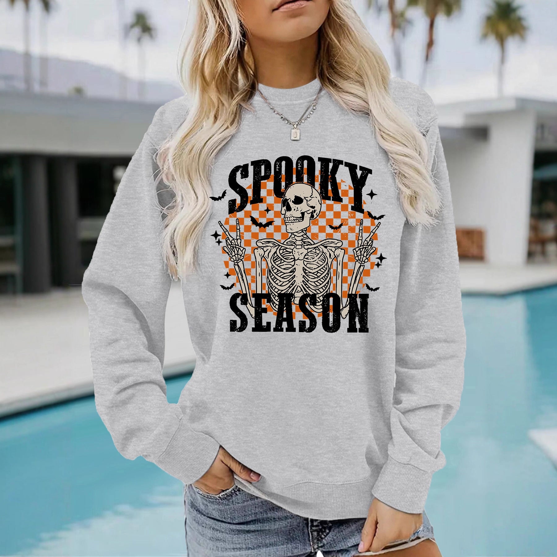 Halloween printed loose hoodie