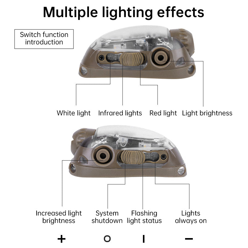 Hunting Airsoft Fishing Tactical Helmet Light - Red/Green/Blue/White/IR LED Strobe Signal Headlamp