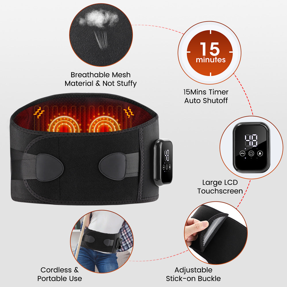 Heated Waist Belt with Electric Vibration Massage, Warmth-Keeping Support Belt
