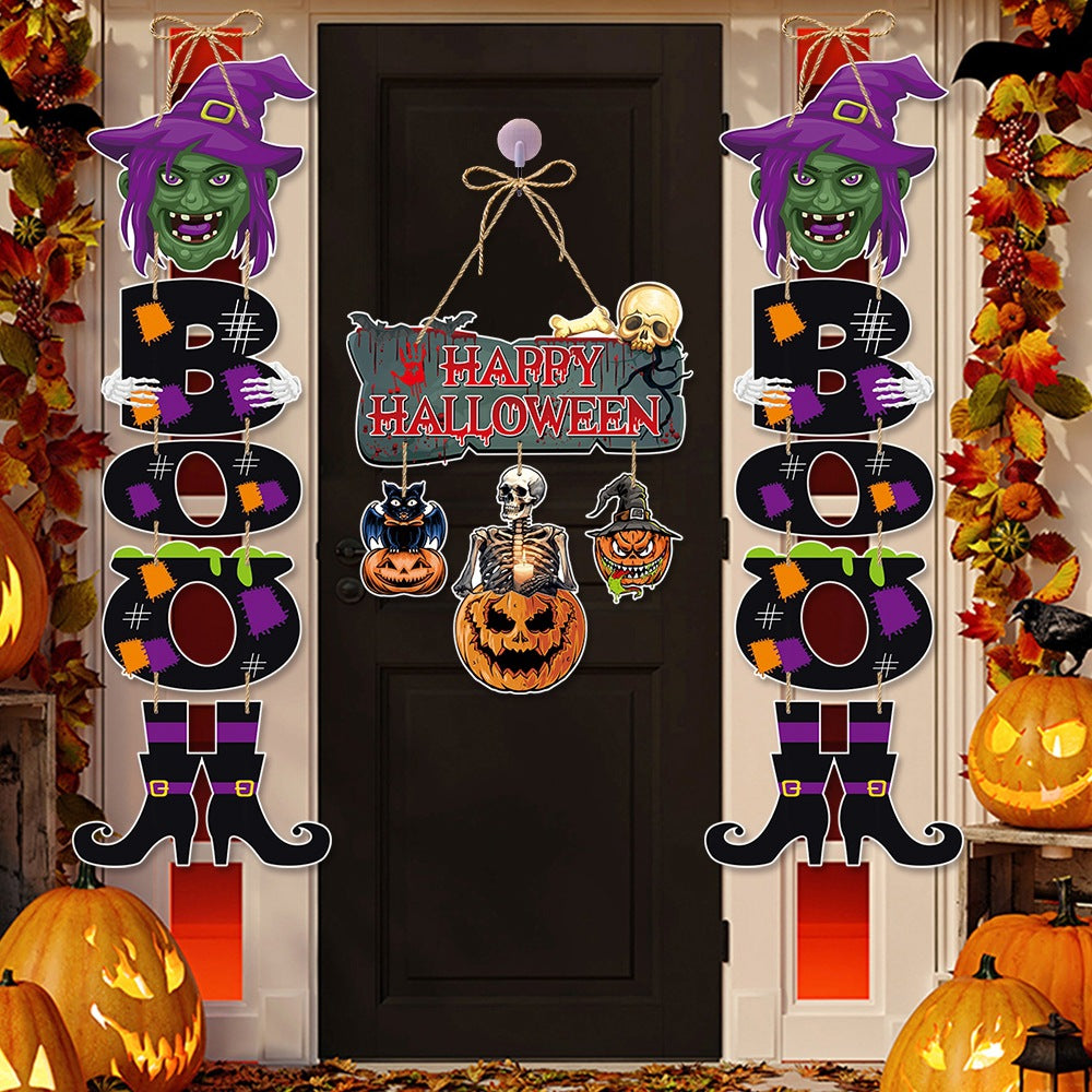 Halloween Party Decoration Door Hanging, Home Atmosphere Decoration Pumpkin Ornament Halloween Door Hanging Banner