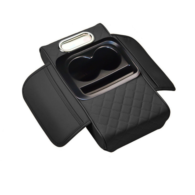 Car Armrest Pad Multi-functional Cup Holder Car Tissue Box Automotive Interior Leather Armrest Riser Pad