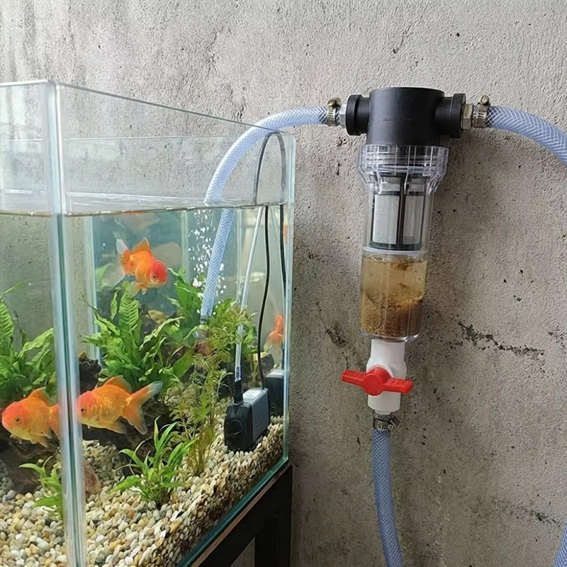 Aquarium Fish Toilet Waste Separator 1/2" 3/4" FPT Pre-Filter High Flow Fish Feces Collector Sediment Filter for Tank Pond