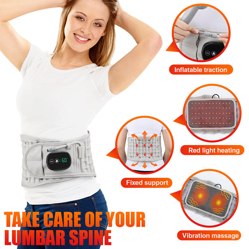 Electric Heating & Massage Waist Belt, Inflatable Airbag Lumbar Support for Back Pain and Posture Correction