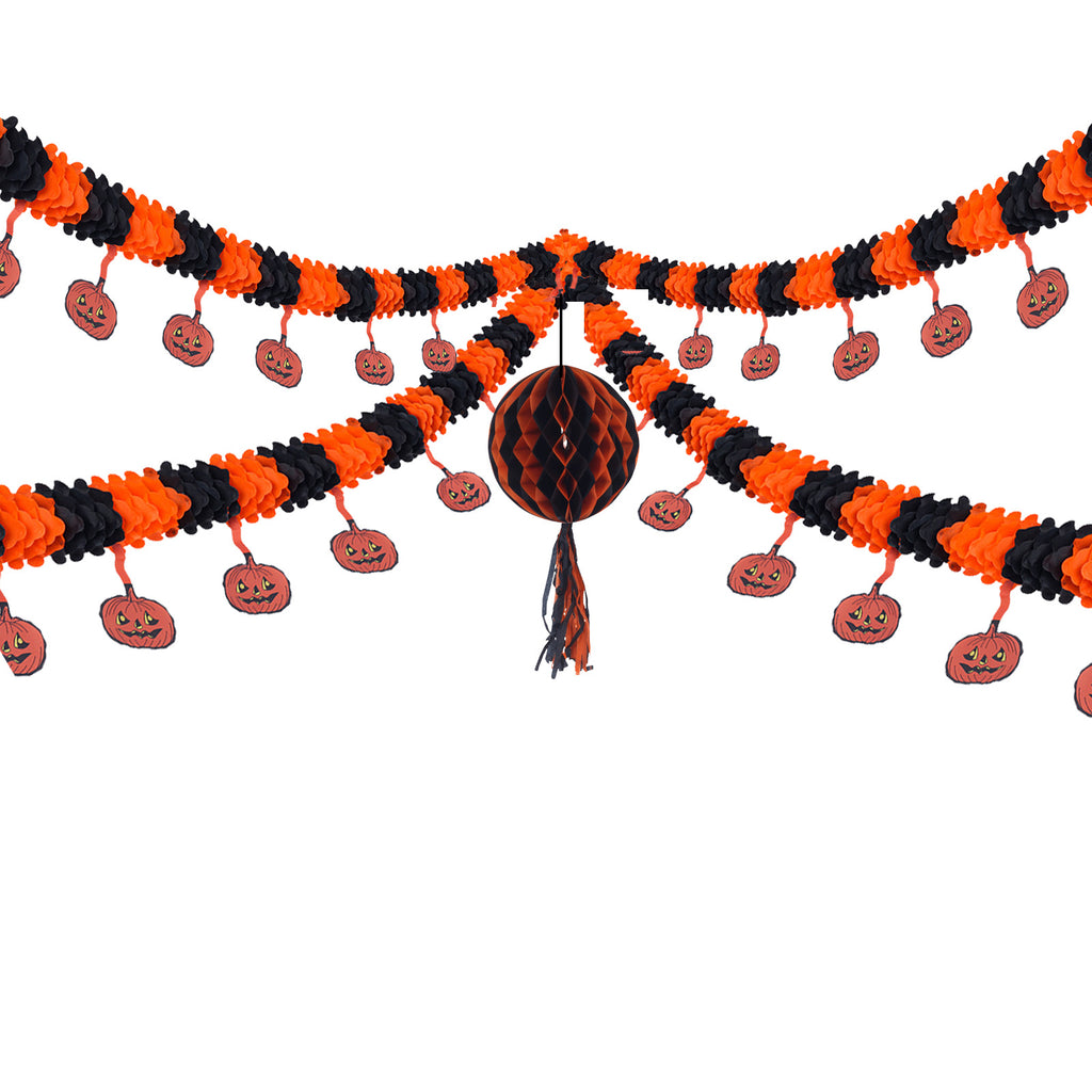 Halloween Decorative Pumpkin Honeycomb Pull Flowers Halloween Party Decor Props Spooky Atmosphere Scene Decoration