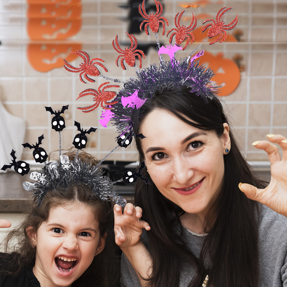 New Halloween Headband with Pumpkin, Spider, and Pom-Pom Design, Radiating Colorful Strips, Fun Party Accessory for Halloween Celebration