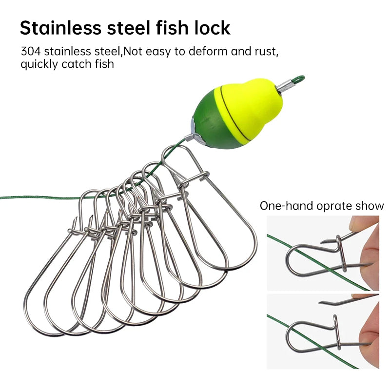 Stainless Steel Fishing Clip with Floats, 8 Clips Live Bait Hook Holder for Reel, Portable Fishing Tackle Tool