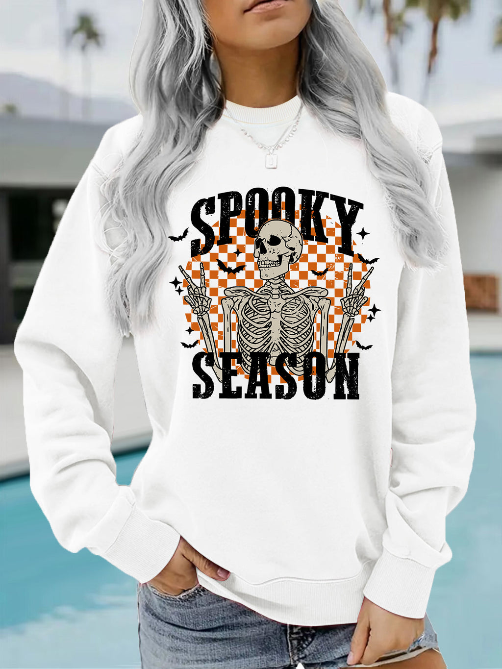 Halloween printed loose hoodie