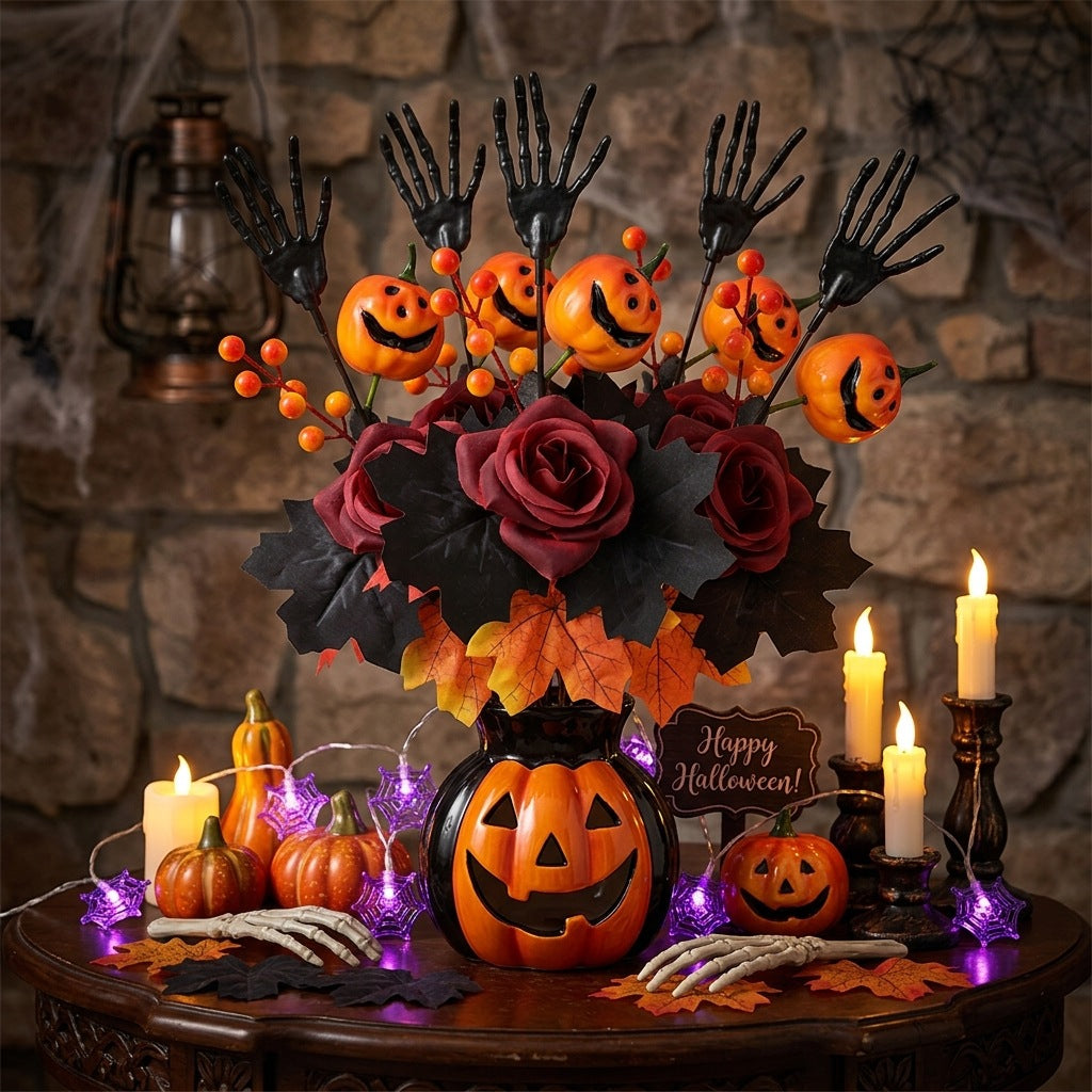 Halloween Decorations Black Horror Pumpkin Branch Bouquet Halloween Home Party Decoration