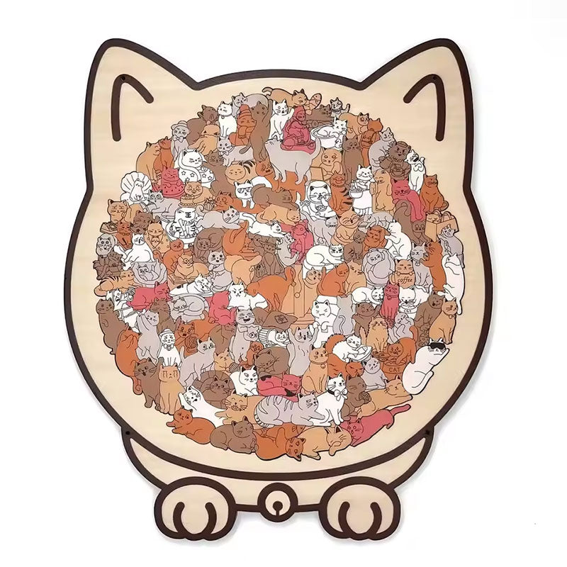 135-piece Morandi Cat Puzzle - Macaron-colored, Cat Silhouette Frame, Decor Piece
