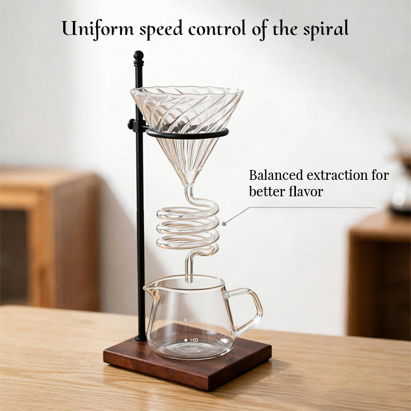 Spiral Cooling Pour-Over Coffee Filter Holder, Ins-Style Americano Dripper Stand with Spiral Chilling Design