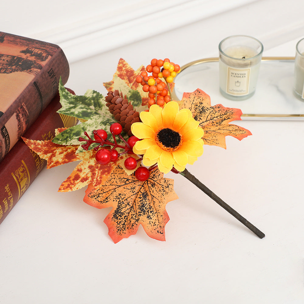 Halloween Decoration Plugin Wreath Artificial Maple Leaves Pumpkin Props  Halloween Pumpkin Scene Decoration