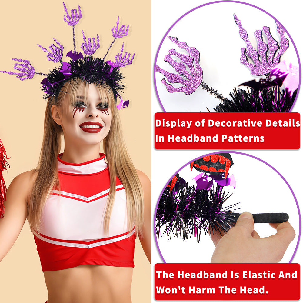 New Halloween Headband with Pumpkin, Spider, and Pom-Pom Design, Radiating Colorful Strips, Fun Party Accessory for Halloween Celebration
