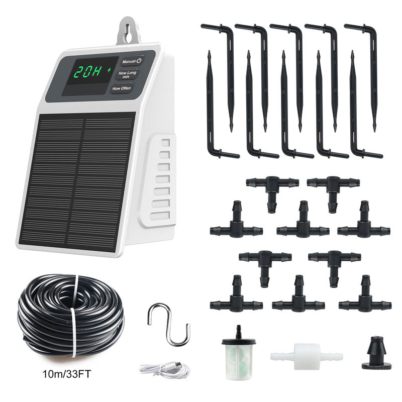 Solar Drip Irrigation System - Auto Watering Timer for Hanging Plants, Balcony & Greenhouse Use