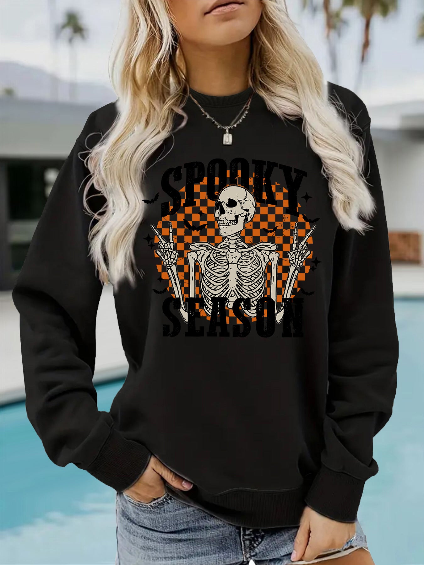 Halloween printed loose hoodie