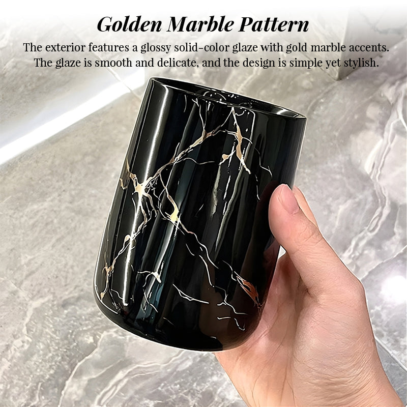 Luxury Couple’s Ceramic Cup Set – High-End Bathroom Tumblers