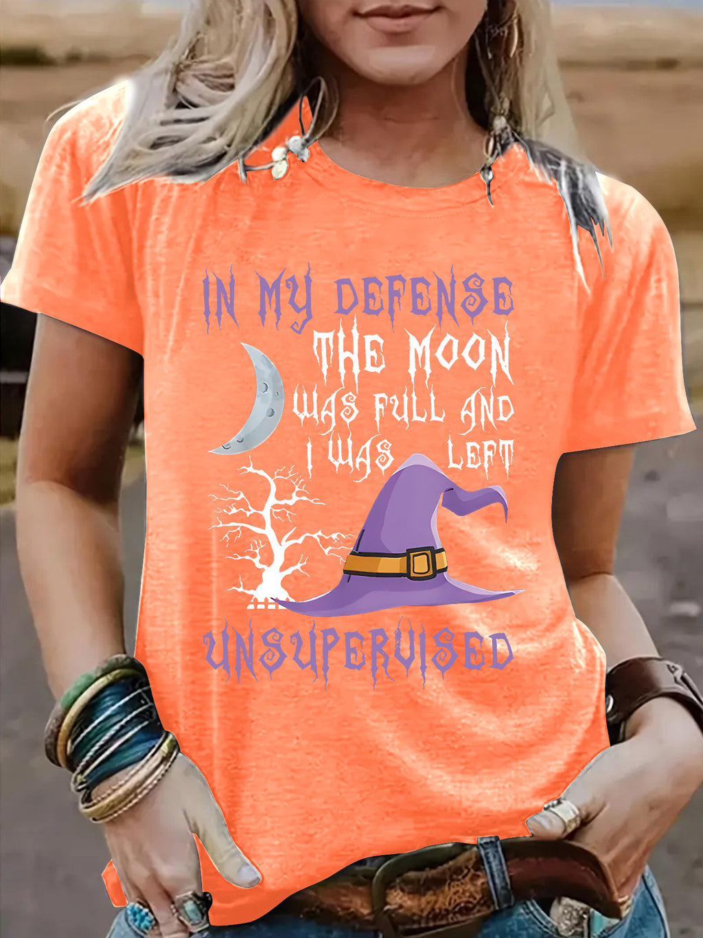 Short sleeved Halloween witch pattern