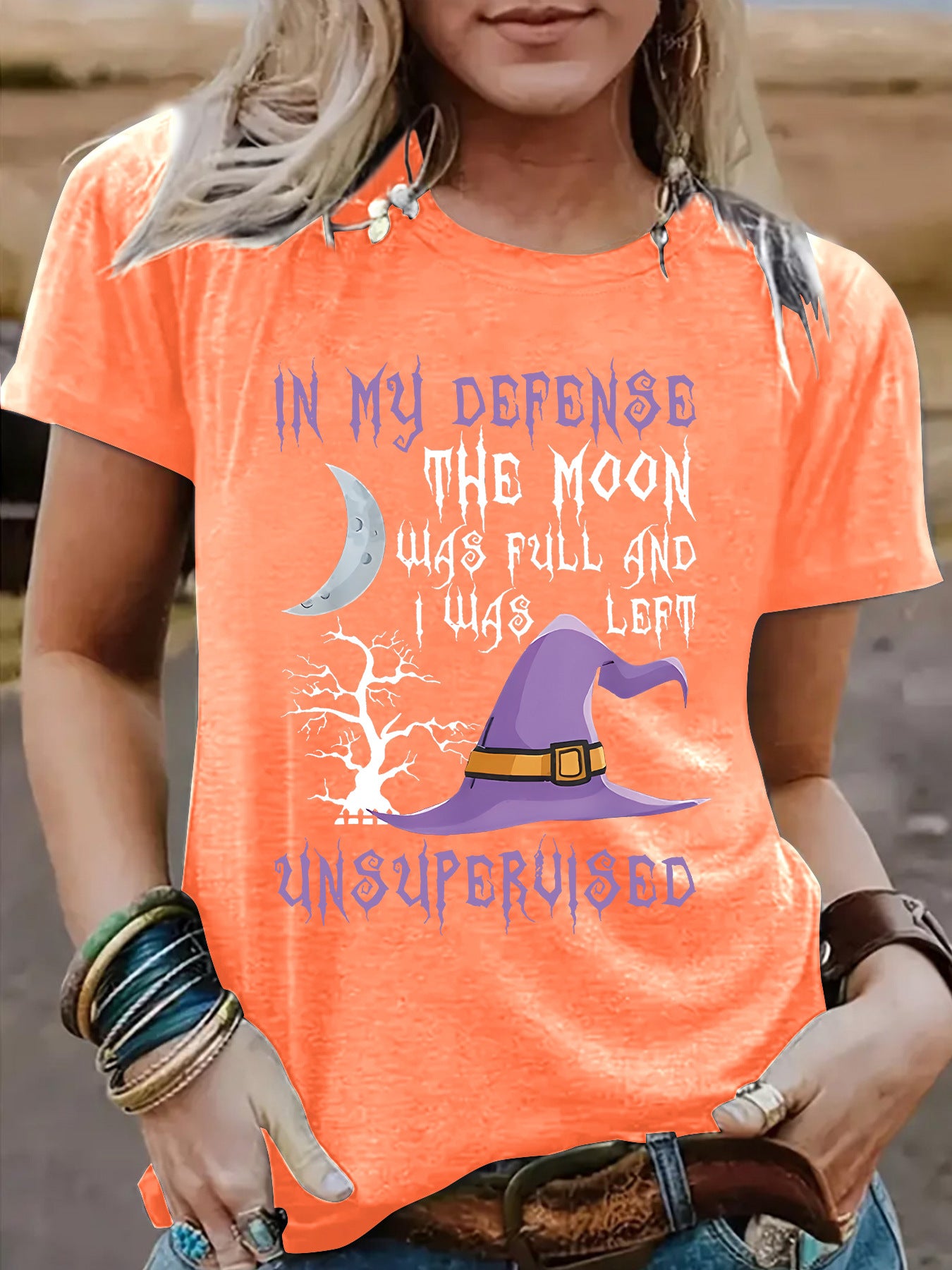 Short sleeved Halloween witch pattern
