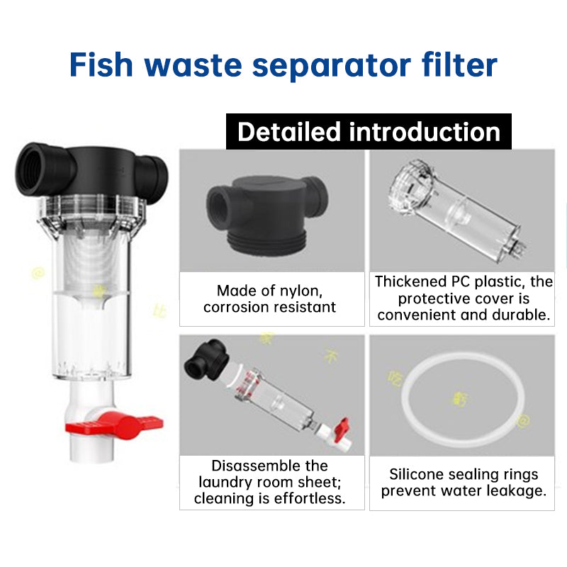 Aquarium Fish Toilet Waste Separator 1/2" 3/4" FPT Pre-Filter High Flow Fish Feces Collector Sediment Filter for Tank Pond
