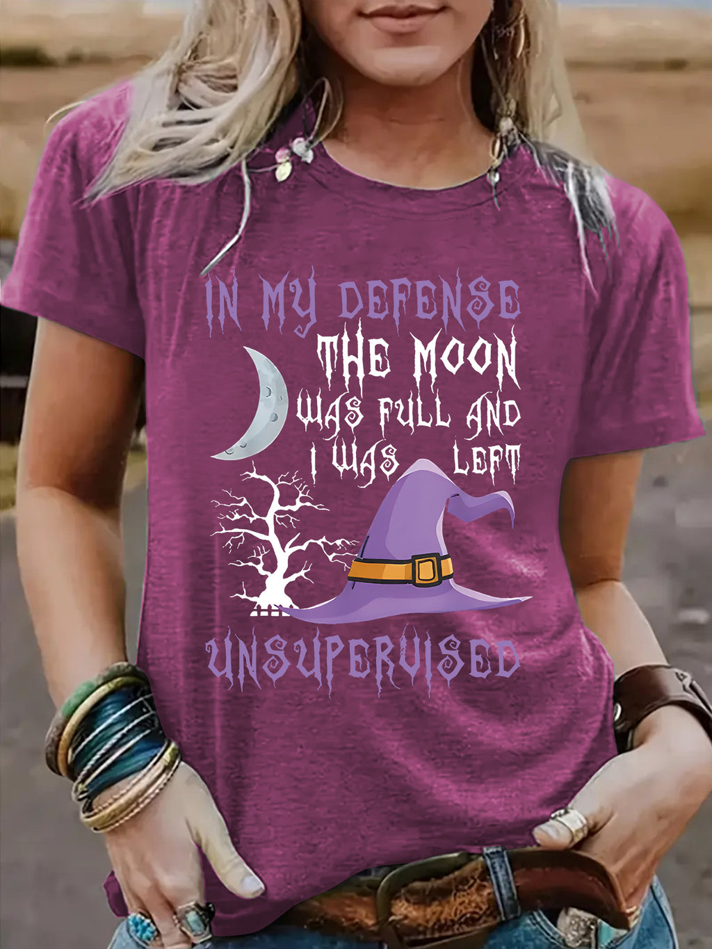 Short sleeved Halloween witch pattern