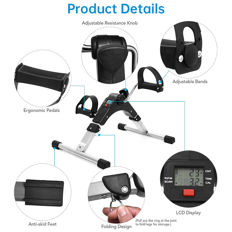Space Saving Home Cycling Bike with LCD Monitor, Adjustable Resistance, Arm & Leg Workouts, Black/Silver