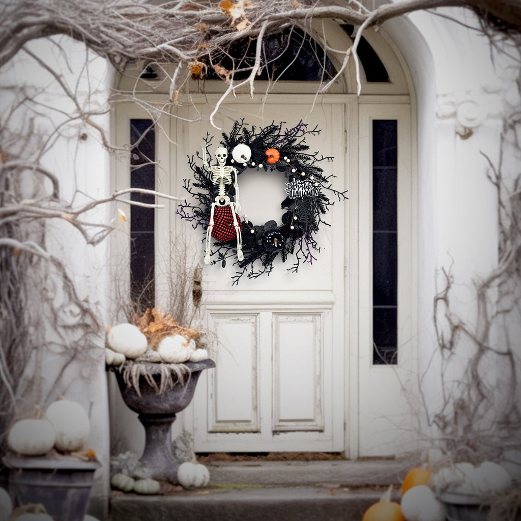 Halloween Decoration Vine Ring Pumpkin Skull Dry Branches Halloween Party Hanging Decorations Halloween Wreath