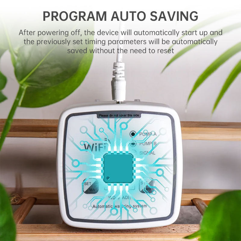 Automatic WiFi Smart Irrigation System, Dual Pump Timer & APP Control, for Garden Drip/Indoor Potted Plant Watering