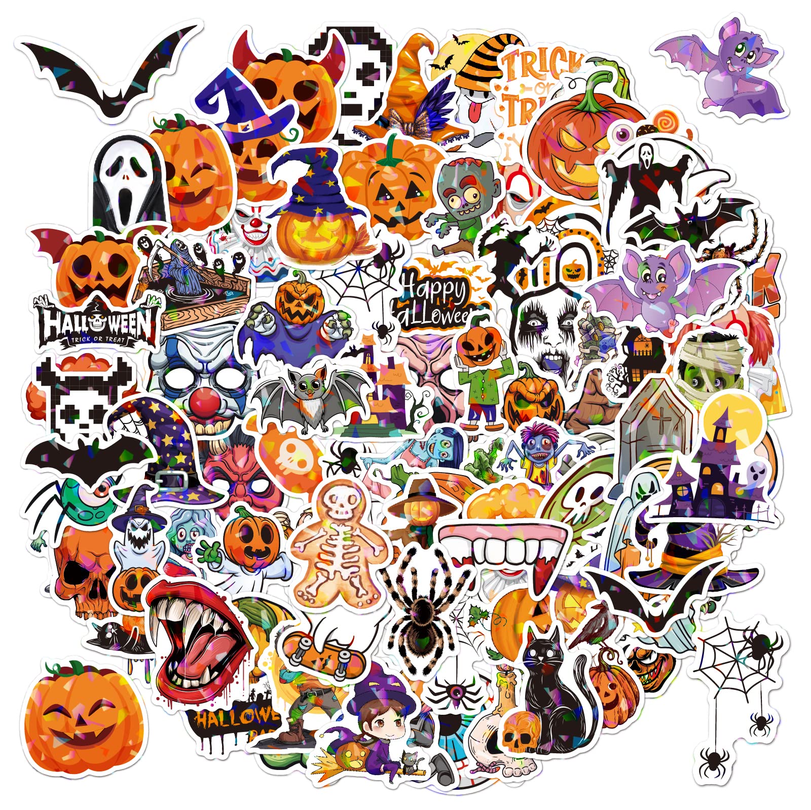 100 PCS Halloween Stickers Halloween Pumpkin Themed Party Favor Stickers for Kids Waterproof Halloween Stickers Bulk Halloween Goodie Bags Stuffers Classroom Decorations Non Repeating