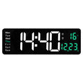 Large Digital Wall Clock with Remote Control, Temperature, Date, Week Display, Memory Function, Dual Alarms, and LED Wall Mount