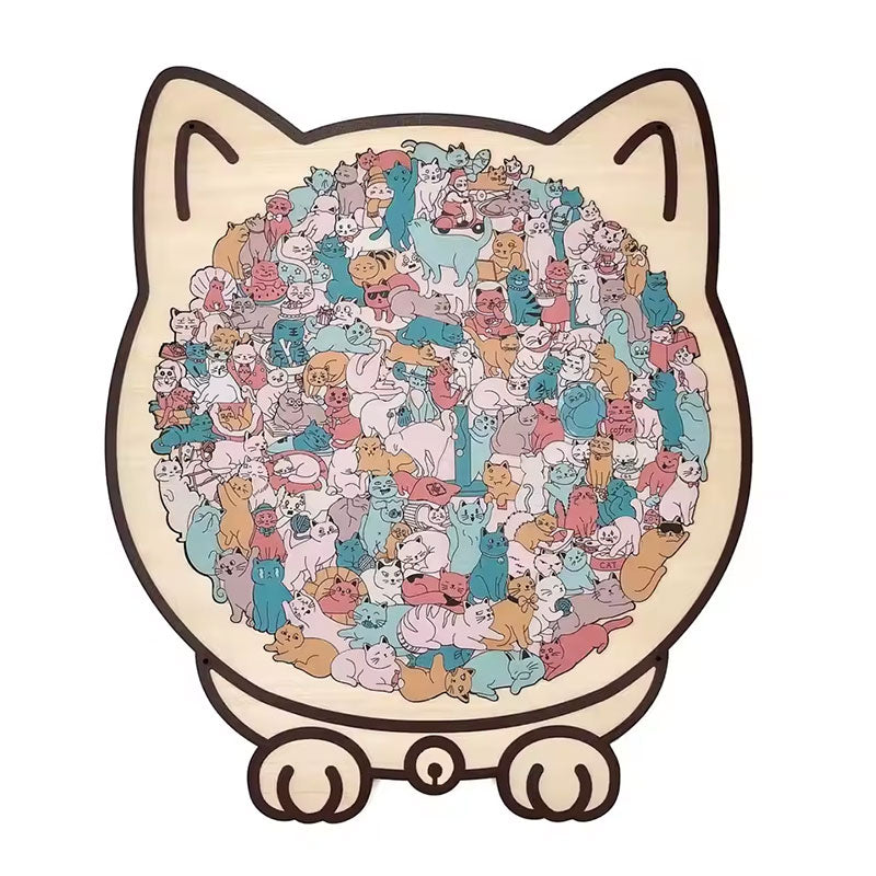 135-piece Morandi Cat Puzzle - Macaron-colored, Cat Silhouette Frame, Decor Piece