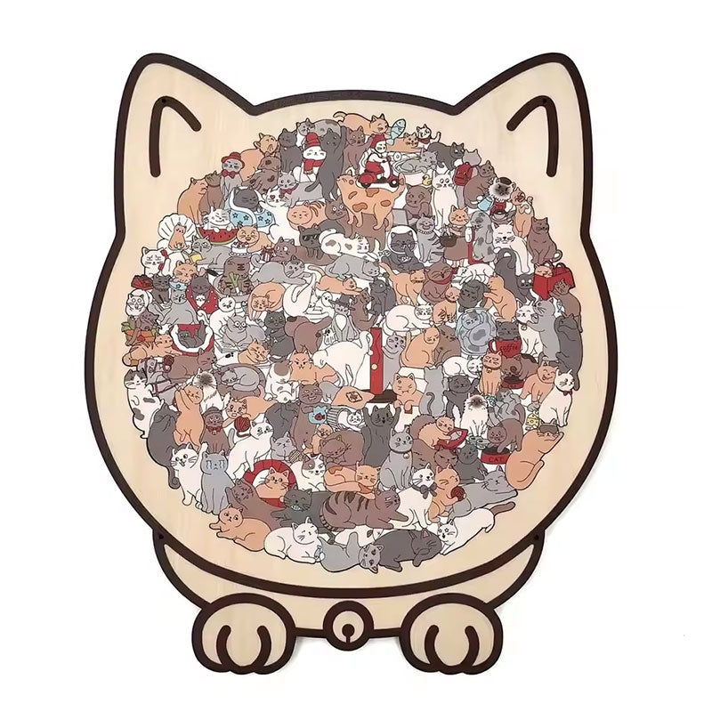 135-piece Morandi Cat Puzzle - Macaron-colored, Cat Silhouette Frame, Decor Piece